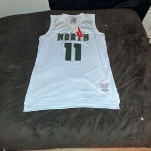 White Basketball Jersey with Green Accents
